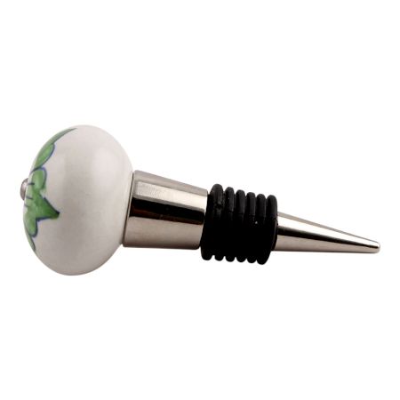 Green Lisianthus Ceramic Wine Stopper (Pack Of One Piece)